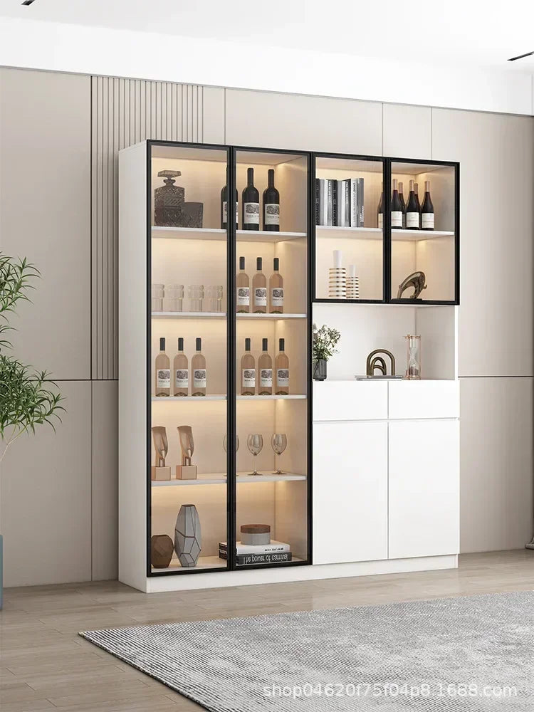 Grande armoire de cuisine, buffet, armoire de rangement de cuisine moderne, bar à vin, bar à café, armoire avec support à micro-ondes, îlots de buffet