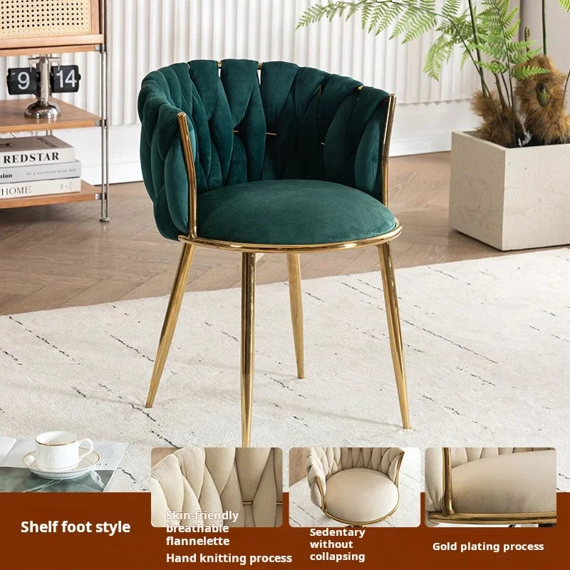 Velvet Nordic Armchair Dining Chair Living Room Relaxing Cafe Chair Luxury Design Vanity Stool Fauteuils De Salon Furniture