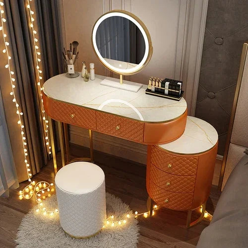 White Women Makeup Vanity Table Drawer Mirror Dresser Stand Makeup Table Storage Cabinet Coiffeuse Miroir Home Furniture