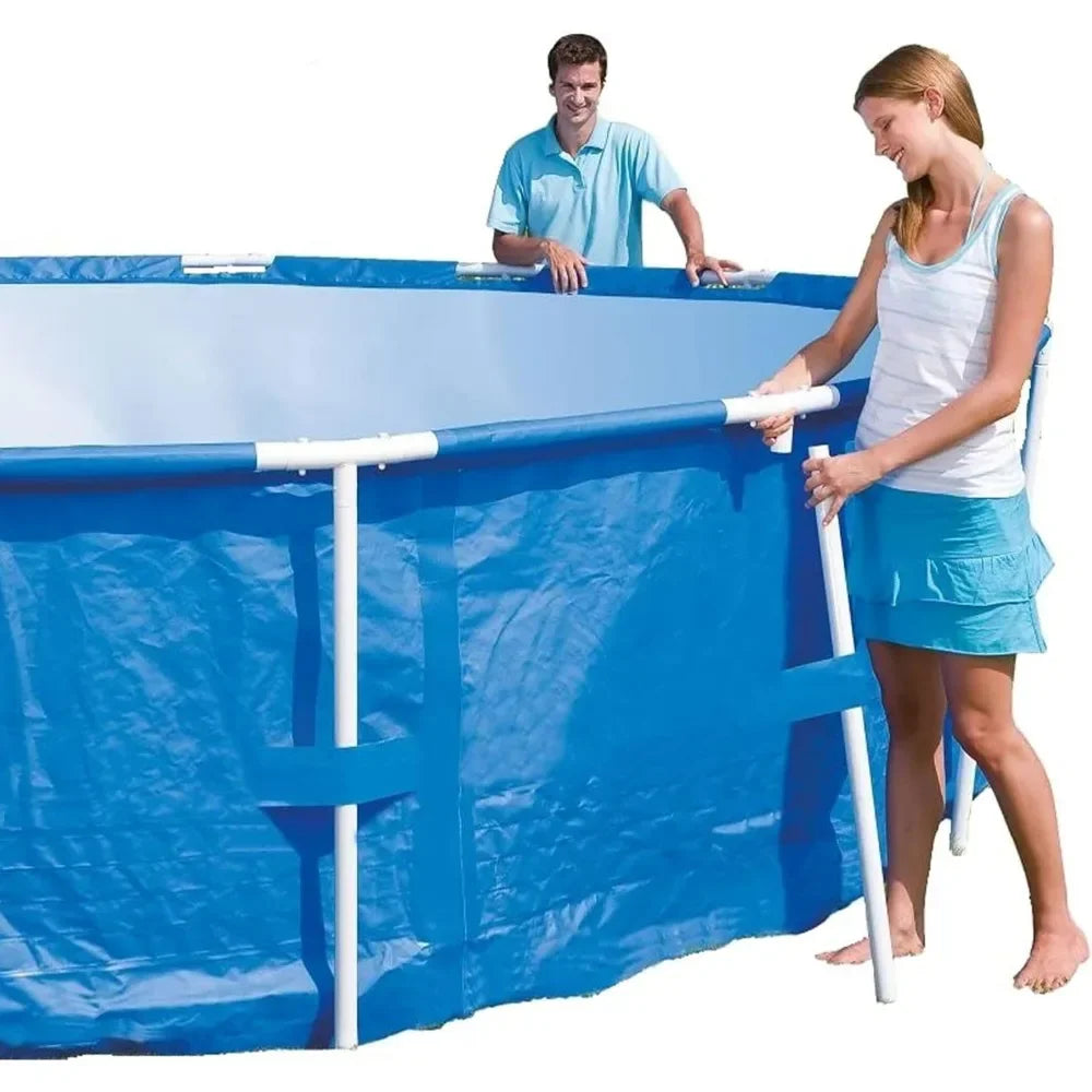 Piscine encadrée 15' x 48" Grand cadre Rond Cadre en acier métallique Hors sol Piscine familiale extérieure pour arrière-cour, Bleu