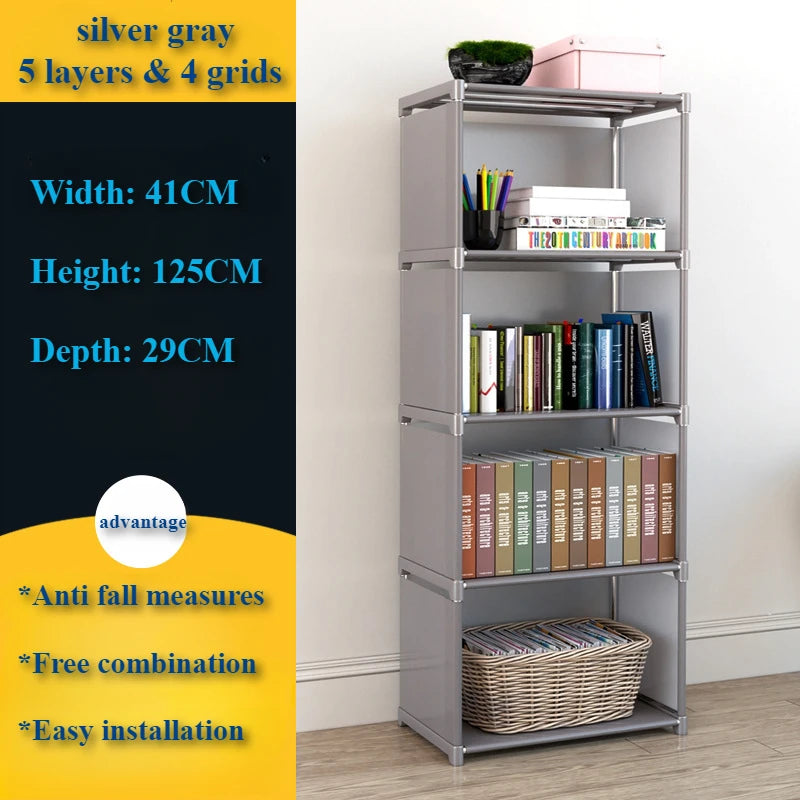 Bookshelf Storage Rack Simple Bookshelf Debris Storages Shelf Multi-layer Book Closet Organizer Bedroom Easy Assembly Bookcase