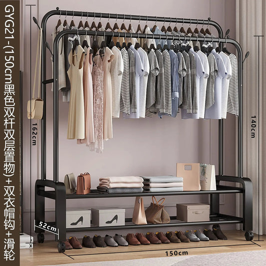 Clothes Racks Hotel Furniture for Wardrobe Room Hanger Floor Standing Coat Rack Folding Portable Cabinets Shelving Shoe-shelf