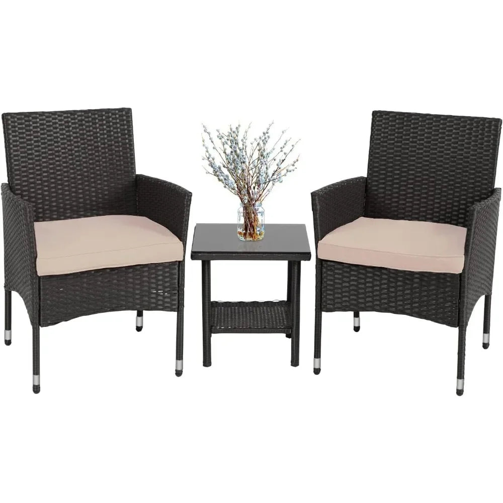 Patio Furniture Set Outdoor Furniture Wicker Bistro Rattan Chair Conversation Sets with Coffee Table for Yard Backyard