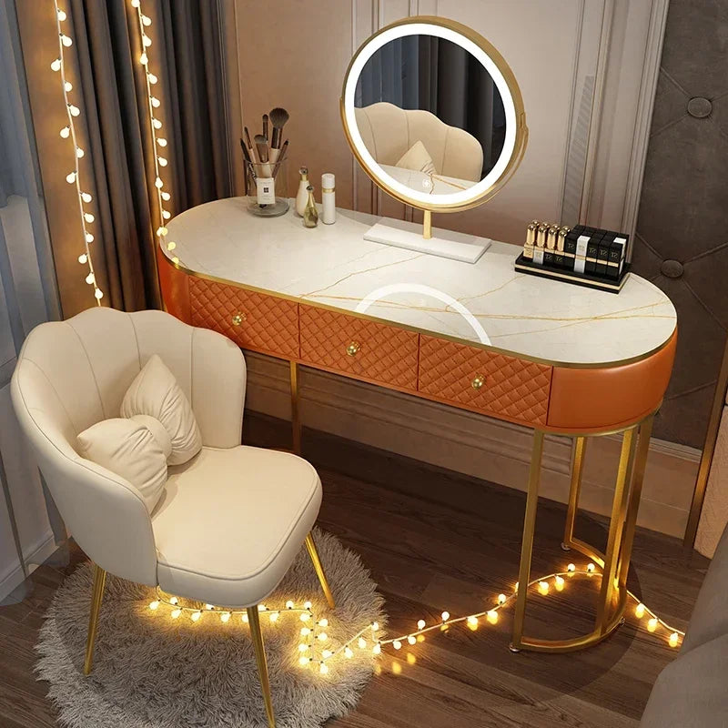 White Women Makeup Vanity Table Drawer Mirror Dresser Stand Makeup Table Storage Cabinet Coiffeuse Miroir Home Furniture