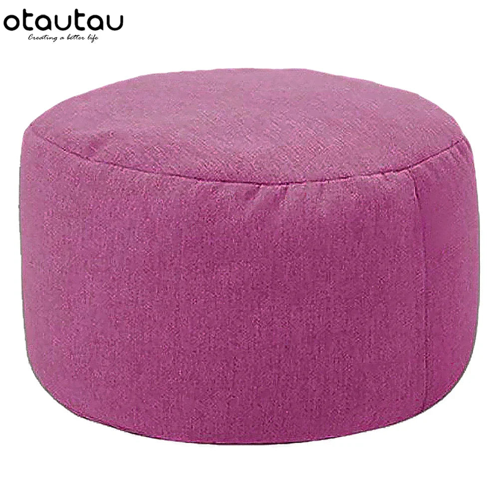 Pouf en lin OTAUTAU avec rembourrage Pouf Pouf Ottoman Repose-pieds Tatami Tabouret rond Futon Pouf Meubles de salon de détente