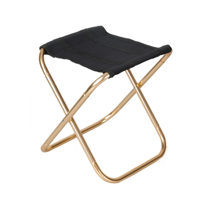 Chaise de camping en plein air Chaise pliante en alliage d'aluminium doré avec sac Tabouret Siège Pêche Camping