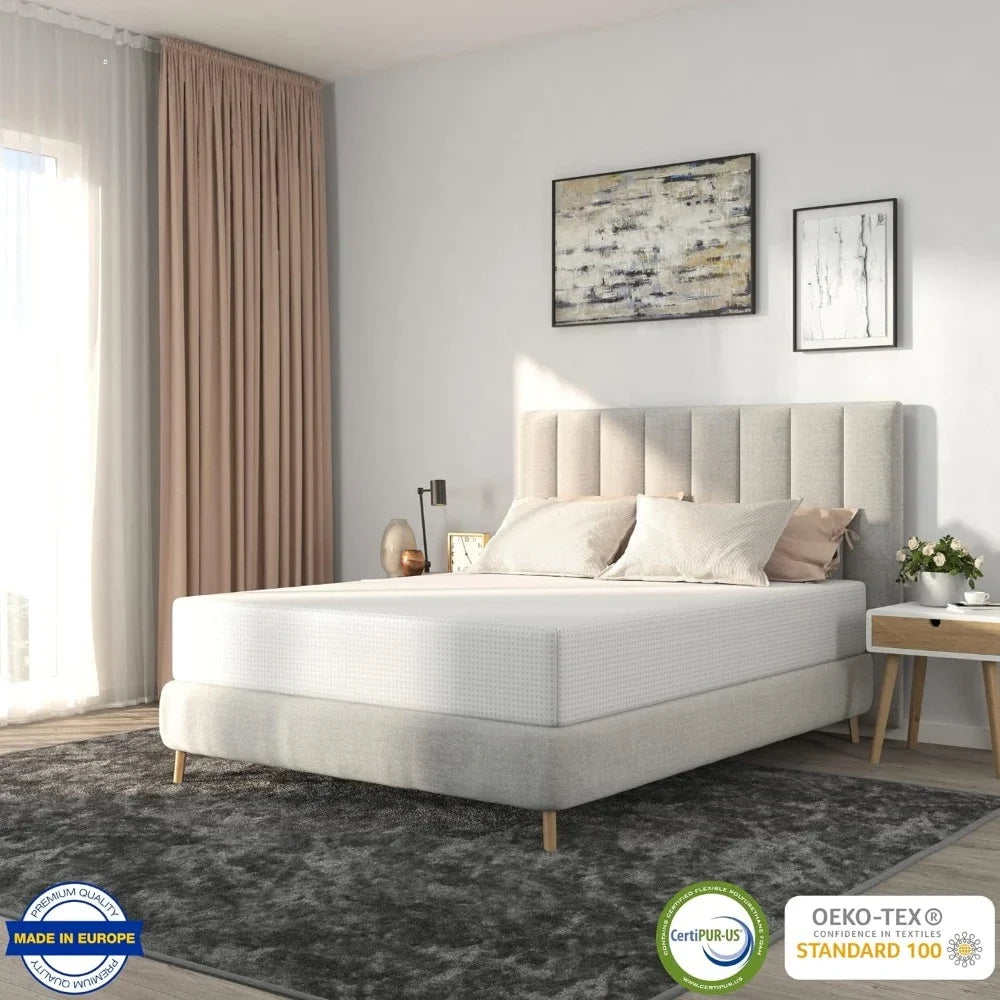 Colchón tamaño queen de 8 pulgadas, colchones de espuma viscoelástica, muebles para dormitorio doble color blanco