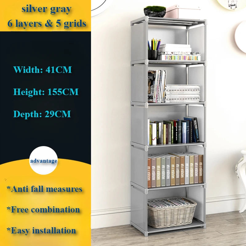 Bookshelf Storage Rack Simple Bookshelf Debris Storages Shelf Multi-layer Book Closet Organizer Bedroom Easy Assembly Bookcase