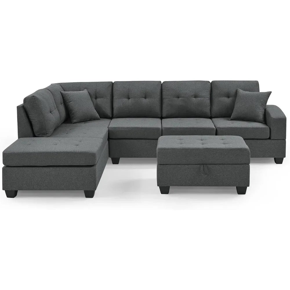 sofas Sectional,LShape Modular Storage & Chaise,Comfy Oversized Corner Sofa Cup Holder,Fabric Living Room Furniture Couch Sets,