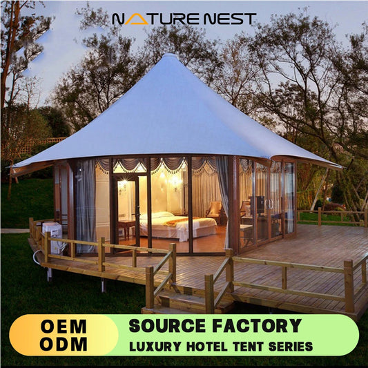 Safari Cabin Tent Glamping Hexagon Pagoda Wholesale Tipi Garden Gazebo Resort Villa Bell Tent Hotel Level 10 Windproof Campingp