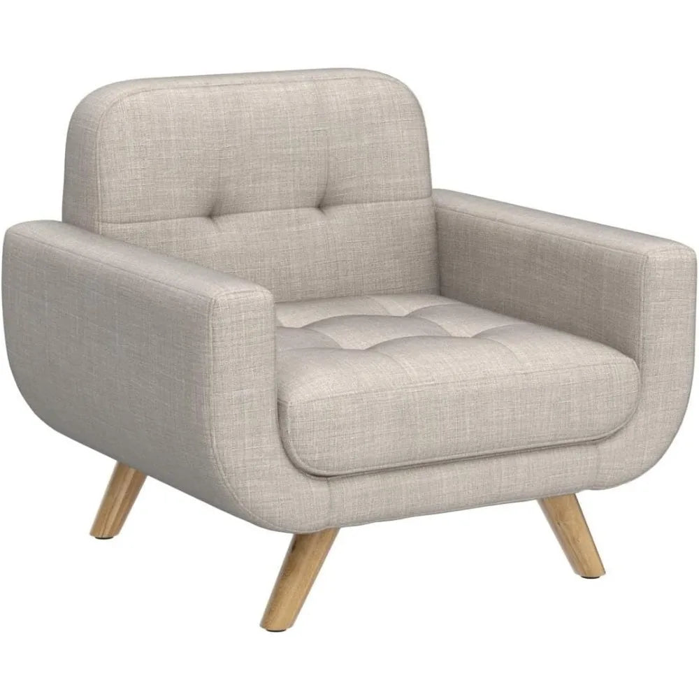 Sillón contemporáneo con acento Elena con tapizado de lino Muebles de sala de estar, 1 ASIENTO, Beige claro