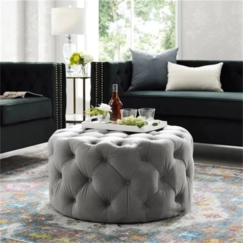 Pouf rond en velours de luxe pour salon, chambre à coucher, meuble de sol moderne, magasin de vêtements, tabouret à langer doux B