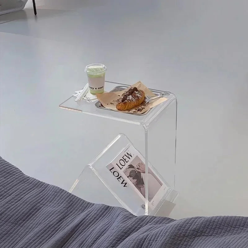 Simple Small Sofa Tables Transparent Acrylic Side Coffee Table Home Furniture Bay Window Laptop Table Bedroom Living Room Table