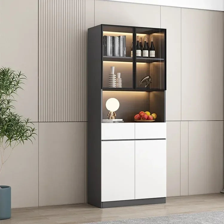 Grande armoire de cuisine, buffet, armoire de rangement de cuisine moderne, bar à vin, bar à café, armoire avec support à micro-ondes, îlots de buffet