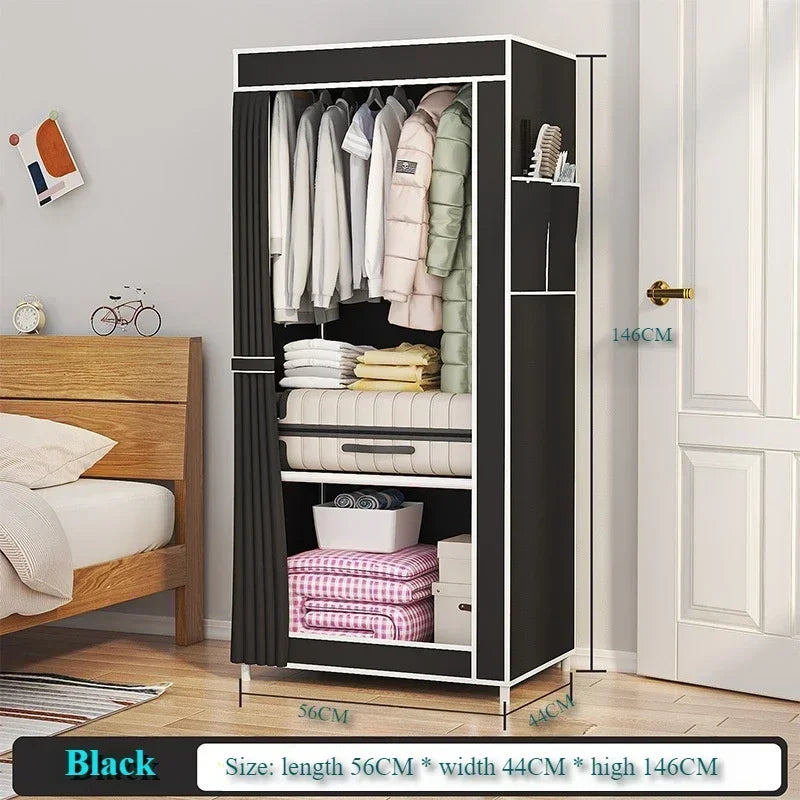 Dustproof Wardrobe Simple Portable Storage Cabinet Household Bedroom Large Capacity Wardrobes Removable Adult Closet Organizer