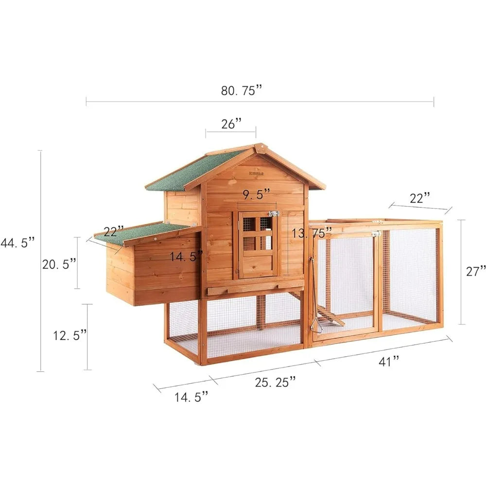 Grand poulailler, pour 2 à 4 poules, poulailler en bois avec nichoir, plateau amovible, housse en PVC, poulailler d'extérieur étanche