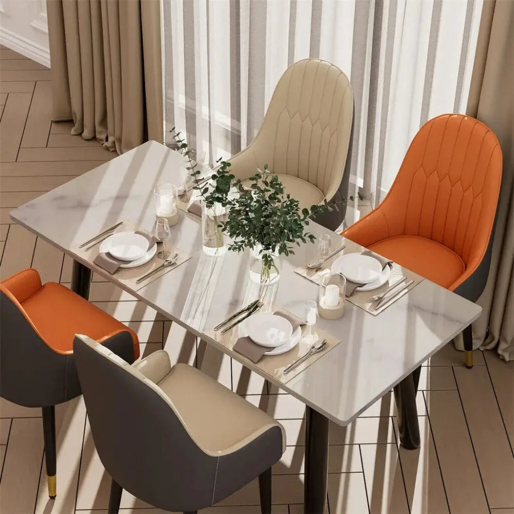 Ensemble de chaises de salle à manger en cuir nordique – Livraison gratuite, design simple et moderne, dossier confortable, meubles de cuisine et de salle à manger