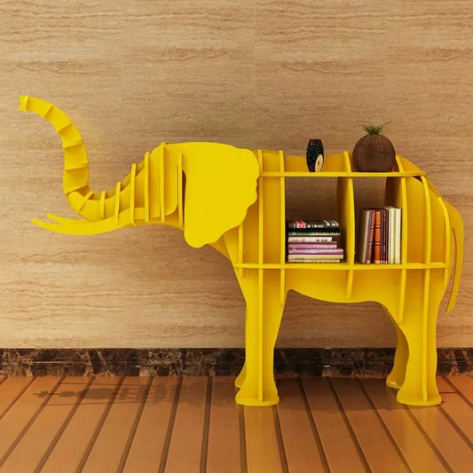 Wood Storage Big Size Bookshelf Shelf Shelf Elephant Animal Table Hotel Shop Art Decor Floor Ornaments Bookstore Furniture