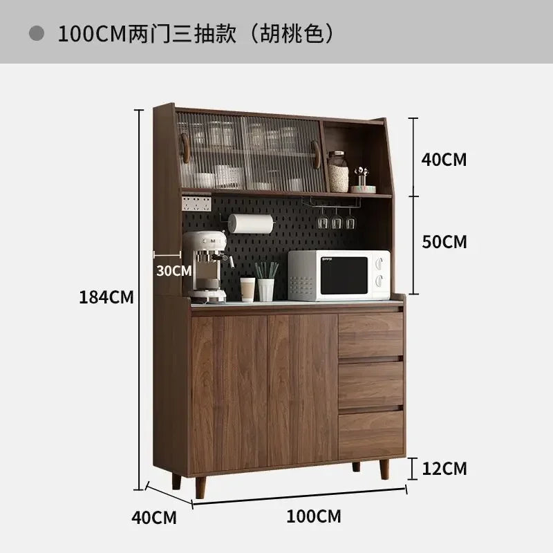 Armoires de cuisine Buffet en bois massif Table console Salon Vitrine Alacena Meubles de bar à café Salle à manger, Marron