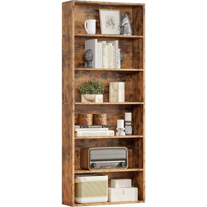 Bookshelves and Bookcases Floor Standing 6 Tier Display Storage Shelves 70in Tall Bookcase Home Decor Furniture