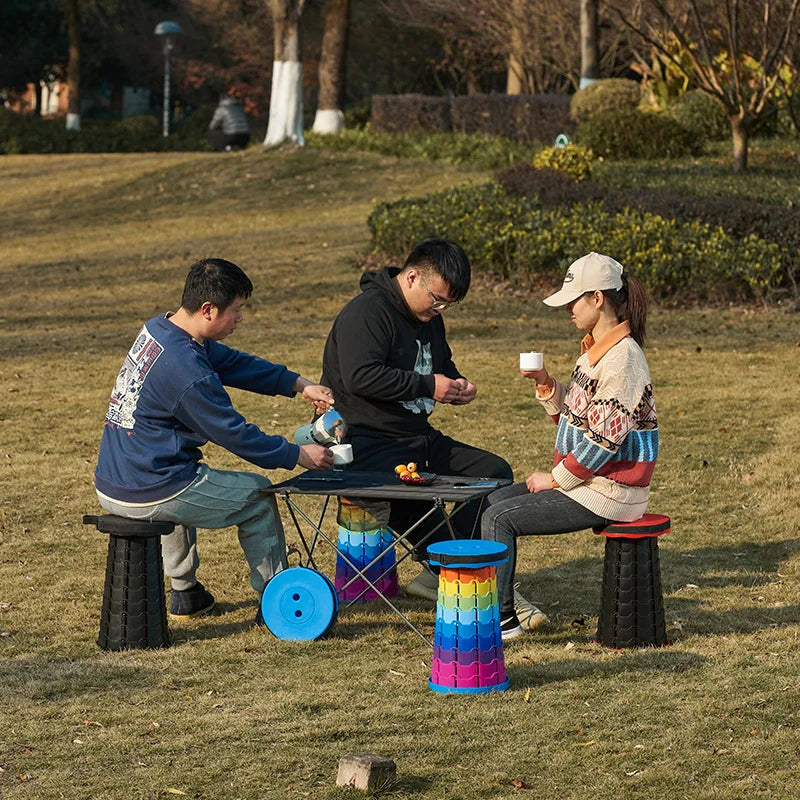 GIANXI Tabouret télescopique pliable portable en plastique léger pour le métro et la pêche en camping en plein air avec sac de transport