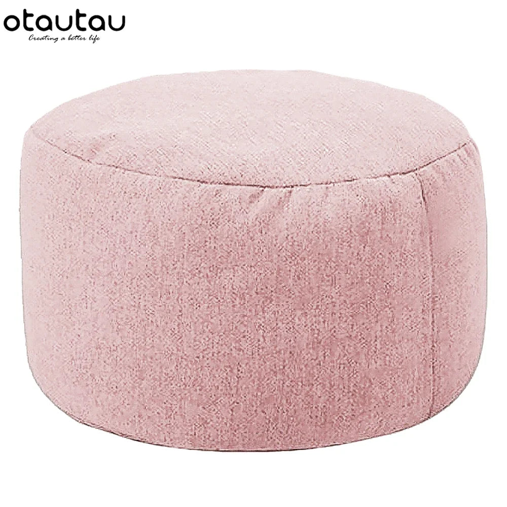 Pouf en lin OTAUTAU avec rembourrage Pouf Pouf Ottoman Repose-pieds Tatami Tabouret rond Futon Pouf Meubles de salon de détente