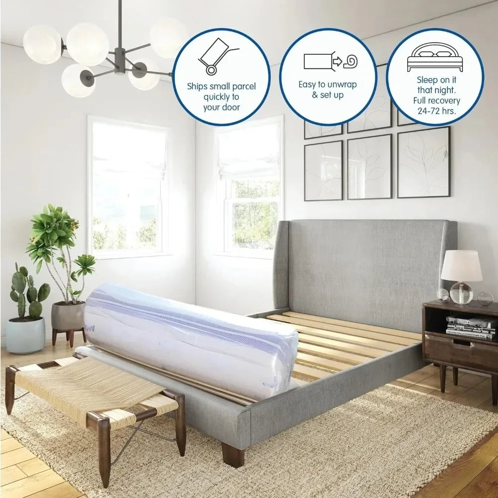 Matelas en mousse à mémoire de forme avec gel, 12 pouces, certifié CertiPUR-US Bed-in-a-Box, sommeil frais et soulagement de la pression, couches de soulagementLM