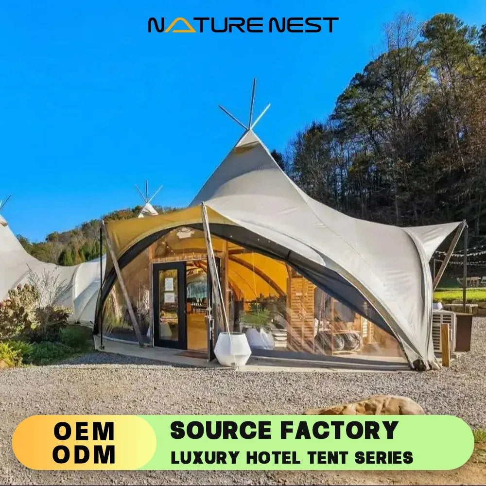 Safari Tent Luxury Teepees Yurts Festival Events Hotel outdoor glamping Fabric Tensile Membrane Eco-Friendly PVC  Family Camping