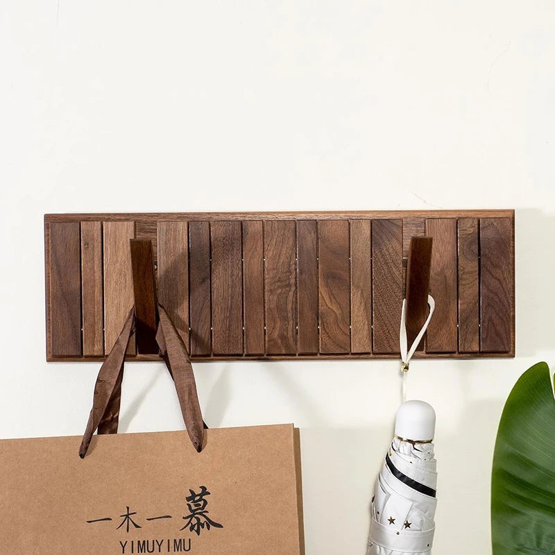 Walnut Wall Coat Rack Hook Nordic Clothes Racks Piano Keys Coat Shelves Dress Hanger Room Furniture for Home Dressing Rooms