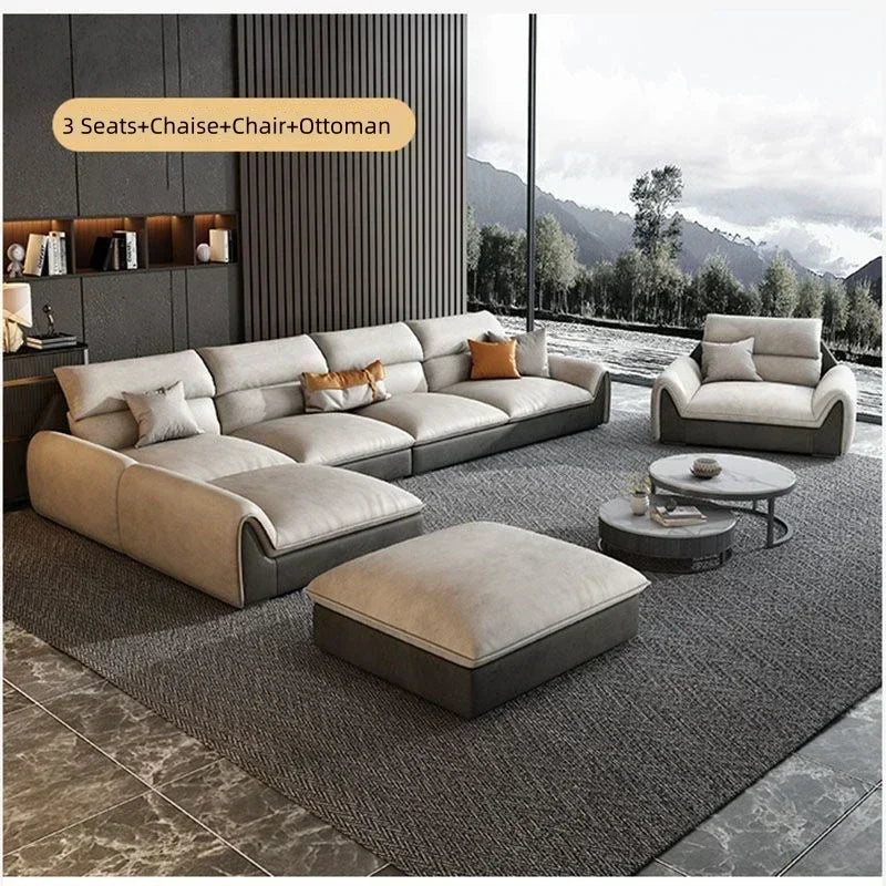 Conjunto de sofá minimalista moderno italiano, sofá seccional de látex en forma de U para espacios pequeños, sofá de esquina, conjunto de sofá, muebles para sala de estar