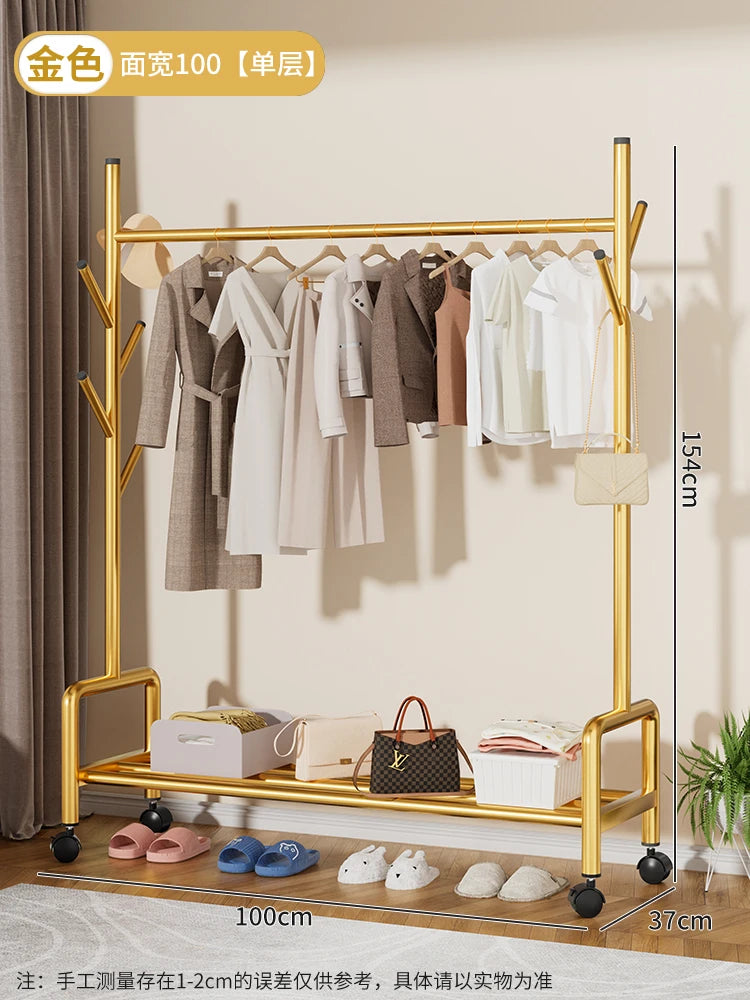 Perchero minimalista dorado de metal para el suelo, para dormitorio, para guardar zapatos, perchero, estantes para ropa, muebles de jardín Arara De Roupa