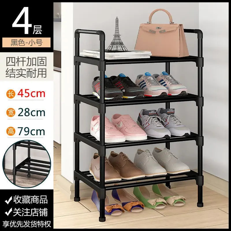 Simple Shoe Rack Plastic Shoe Shelf Footwear Shoe Rack Living Room Space Saving Shoes Organizer Stand Holder Black Shoe Shelf