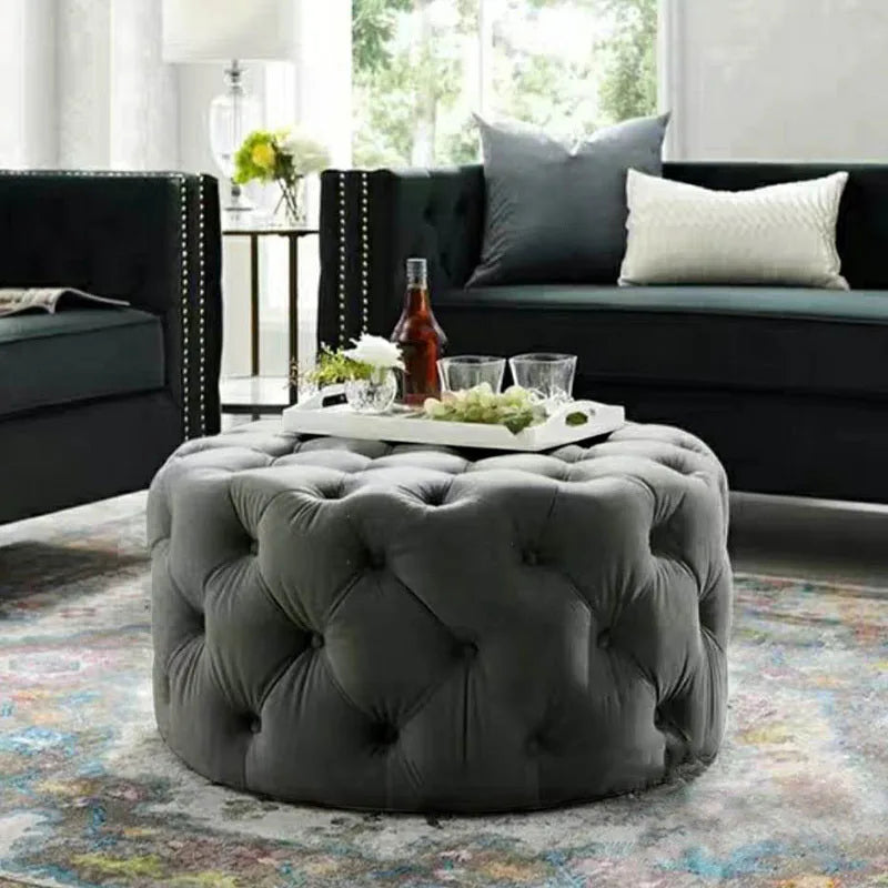 Pouf rond en velours de luxe pour salon, chambre à coucher, meuble de sol moderne, magasin de vêtements, tabouret à langer doux B