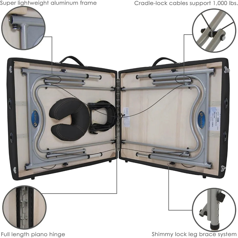 Table de massage portable LUNA - Cadre Reiki en aluminium ultra-léger et breveté, avec support facial Flex-Rest et étui de transport (29 lb)