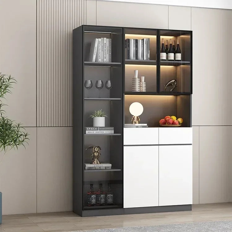 Grande armoire de cuisine, buffet, armoire de rangement de cuisine moderne, bar à vin, bar à café, armoire avec support à micro-ondes, îlots de buffet