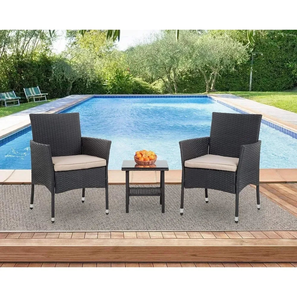 Patio Furniture Set Outdoor Furniture Wicker Bistro Rattan Chair Conversation Sets with Coffee Table for Yard Backyard