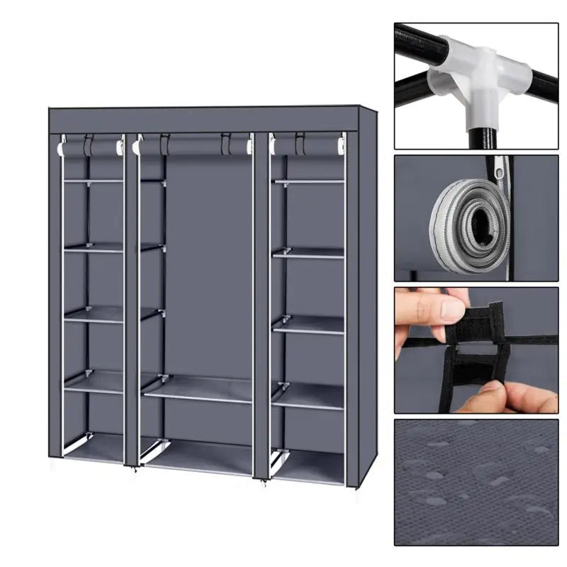 Armoire de rangement portable anti-poussière et étanche, étagère de rangement pour vêtements en tissu non tissé, meubles de chambre à coucher