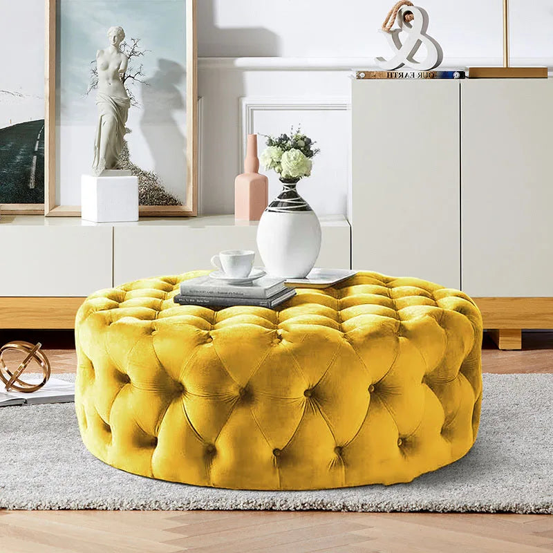 Pouf rond en velours de luxe pour salon, chambre à coucher, meuble de sol moderne, magasin de vêtements, tabouret à langer doux B