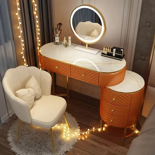 White Women Makeup Vanity Table Drawer Mirror Dresser Stand Makeup Table Storage Cabinet Coiffeuse Miroir Home Furniture