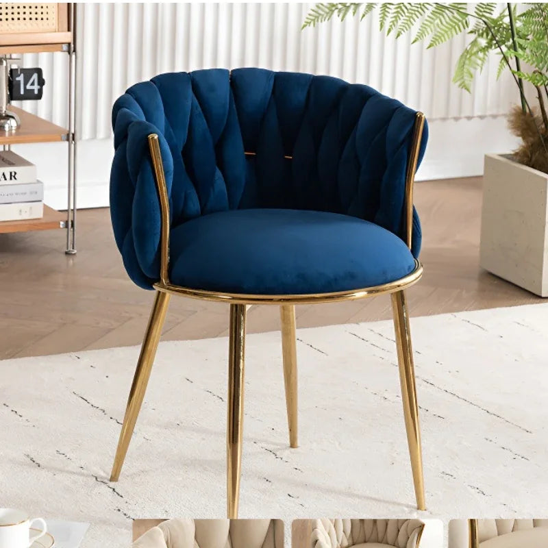 Velvet Nordic Armchair Dining Chair Living Room Relaxing Cafe Chair Luxury Design Vanity Stool Fauteuils De Salon Furniture