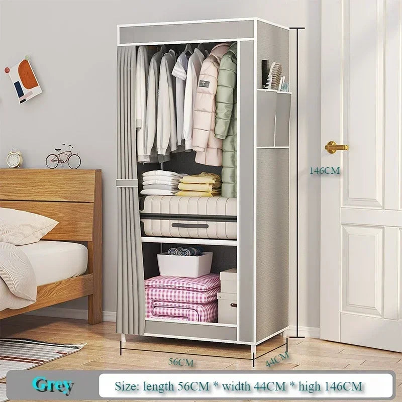 Dustproof Wardrobe Simple Portable Storage Cabinet Household Bedroom Large Capacity Wardrobes Removable Adult Closet Organizer