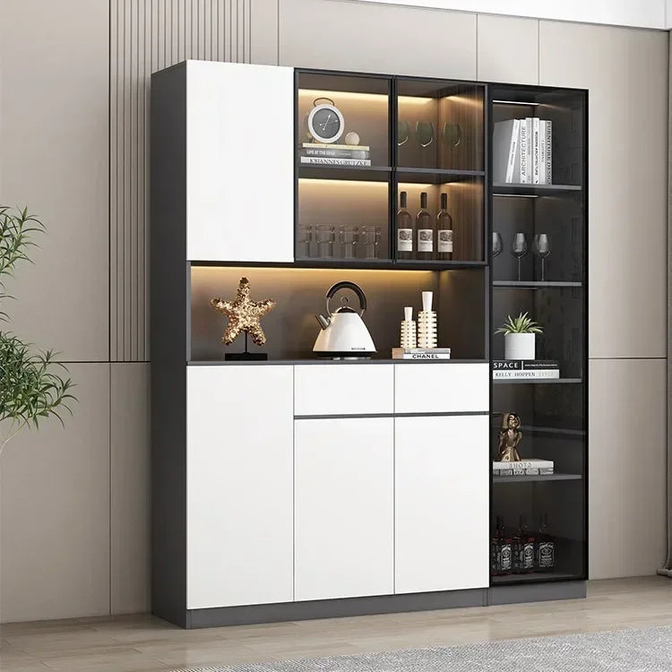 Grande armoire de cuisine, buffet, armoire de rangement de cuisine moderne, bar à vin, bar à café, armoire avec support à micro-ondes, îlots de buffet