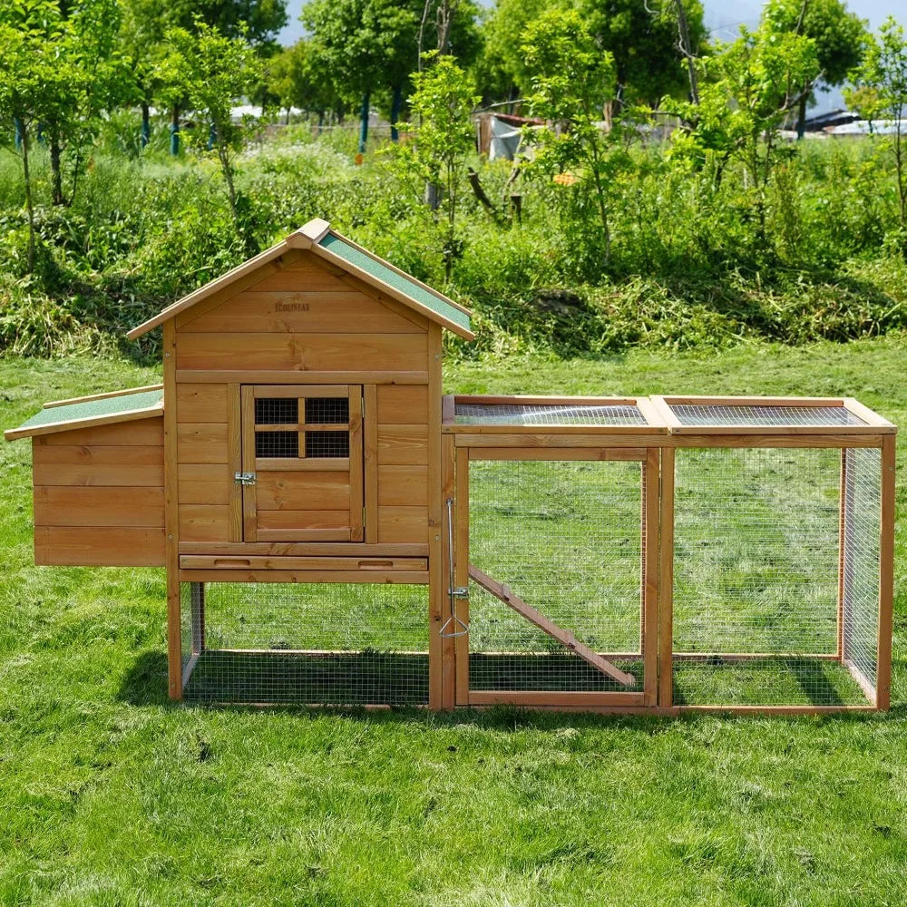 Grand poulailler, pour 2 à 4 poules, poulailler en bois avec nichoir, plateau amovible, housse en PVC, poulailler d'extérieur étanche