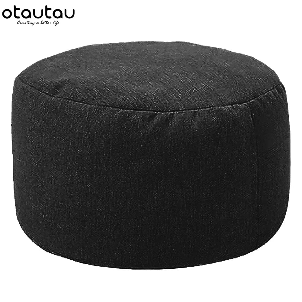 Pouf en lin OTAUTAU avec rembourrage Pouf Pouf Ottoman Repose-pieds Tatami Tabouret rond Futon Pouf Meubles de salon de détente