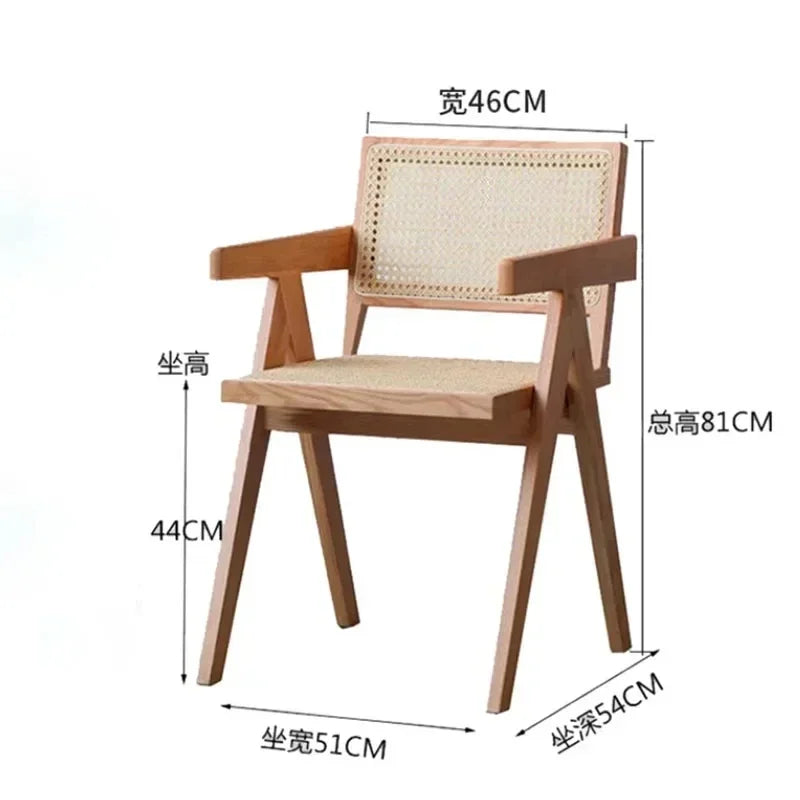 Wooden Bedroom Dining Chairs Rattan Arm Design Office Dining Chairs Living Room Mid Century Modern Silla Chaise Home Furniture