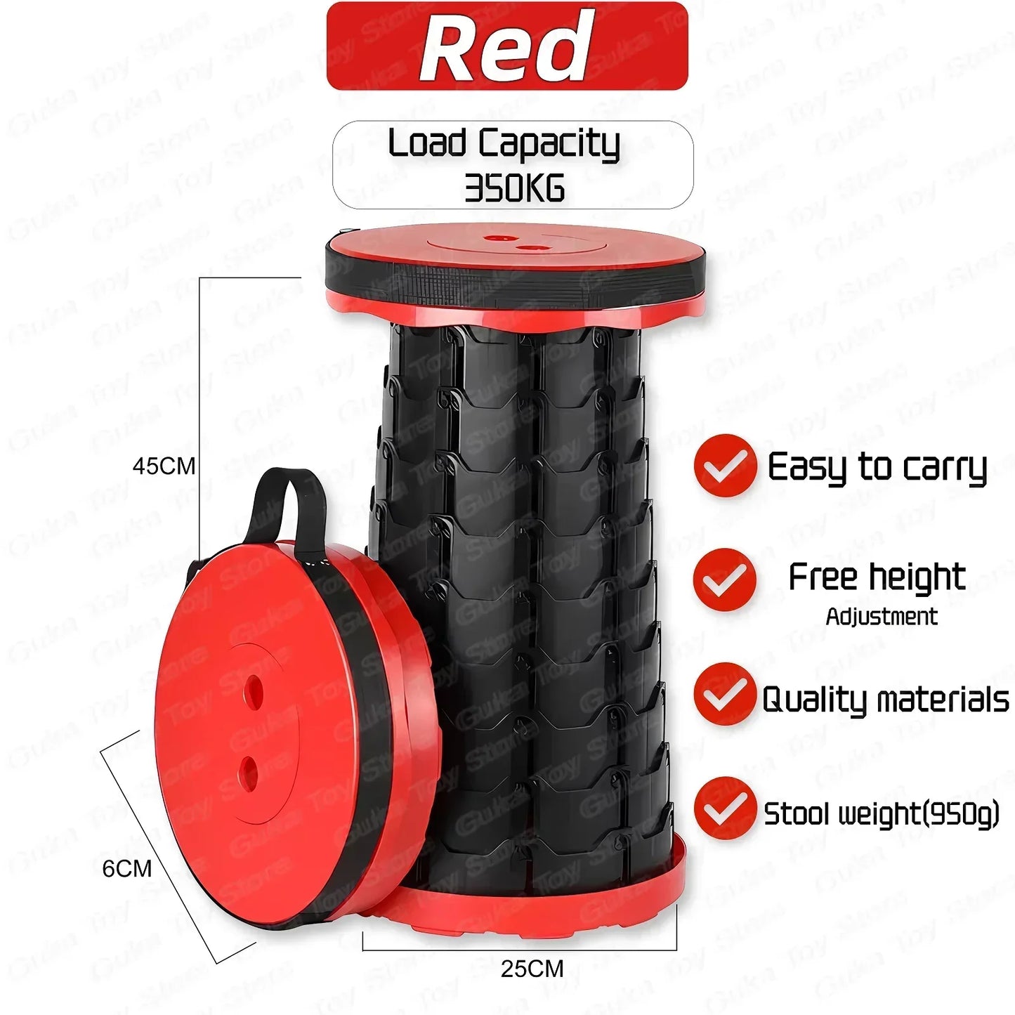 Tabouret pliant robuste et télescopique avec capacité de charge de 400 lb, tabouret rétractable portable pour le camping et la pêche