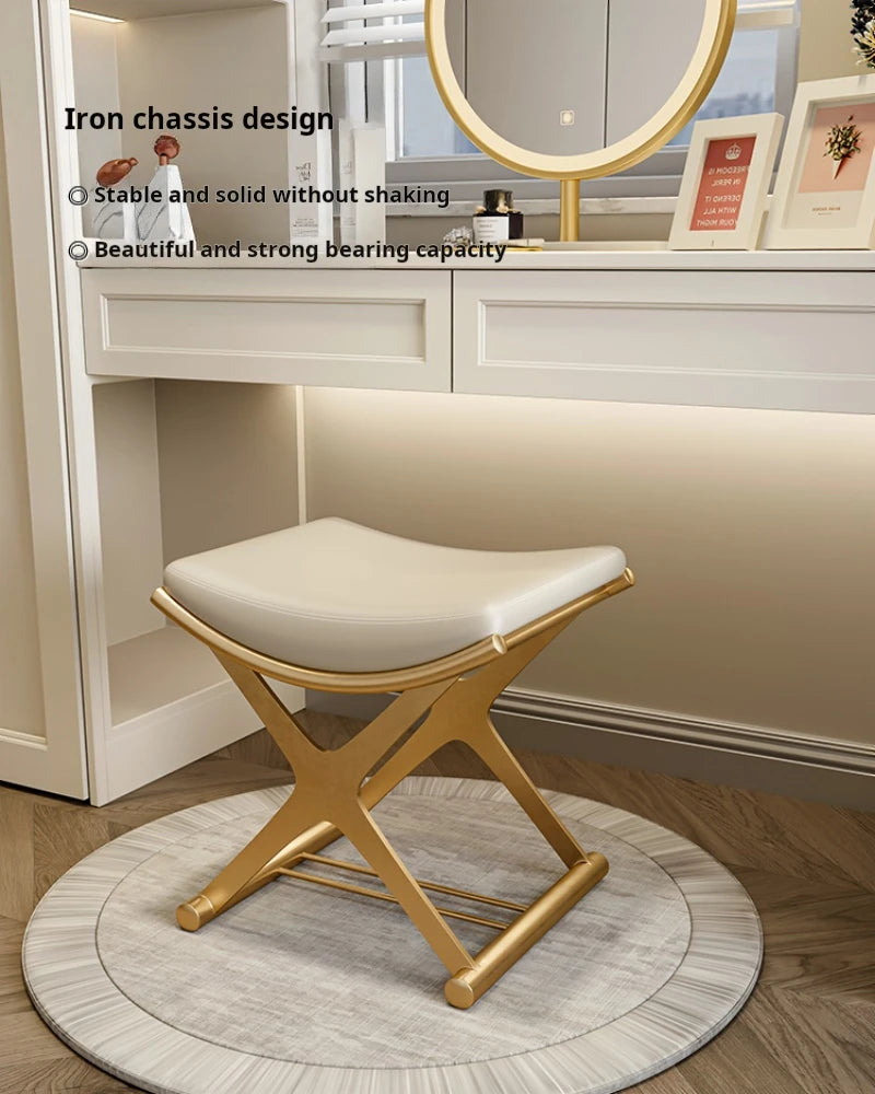 Tabouret de coiffeuse INS Banc à chaussures d'entrée Métal luxe Sac souple repose-pieds petit Chaise de maquillage design décor ottoman Meubles