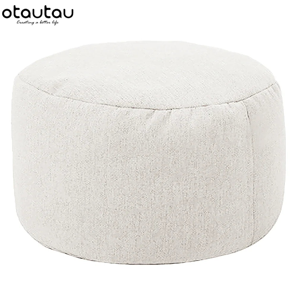 Pouf en lin OTAUTAU avec rembourrage Pouf Pouf Ottoman Repose-pieds Tatami Tabouret rond Futon Pouf Meubles de salon de détente