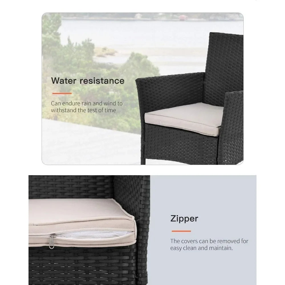 Patio Furniture Set Outdoor Furniture Wicker Bistro Rattan Chair Conversation Sets with Coffee Table for Yard Backyard