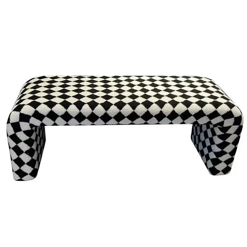 Banc à langer nordique minimaliste, tabouret de canapé, meubles de salon, chaise de canapé, chaise créative en damier noir et blanc